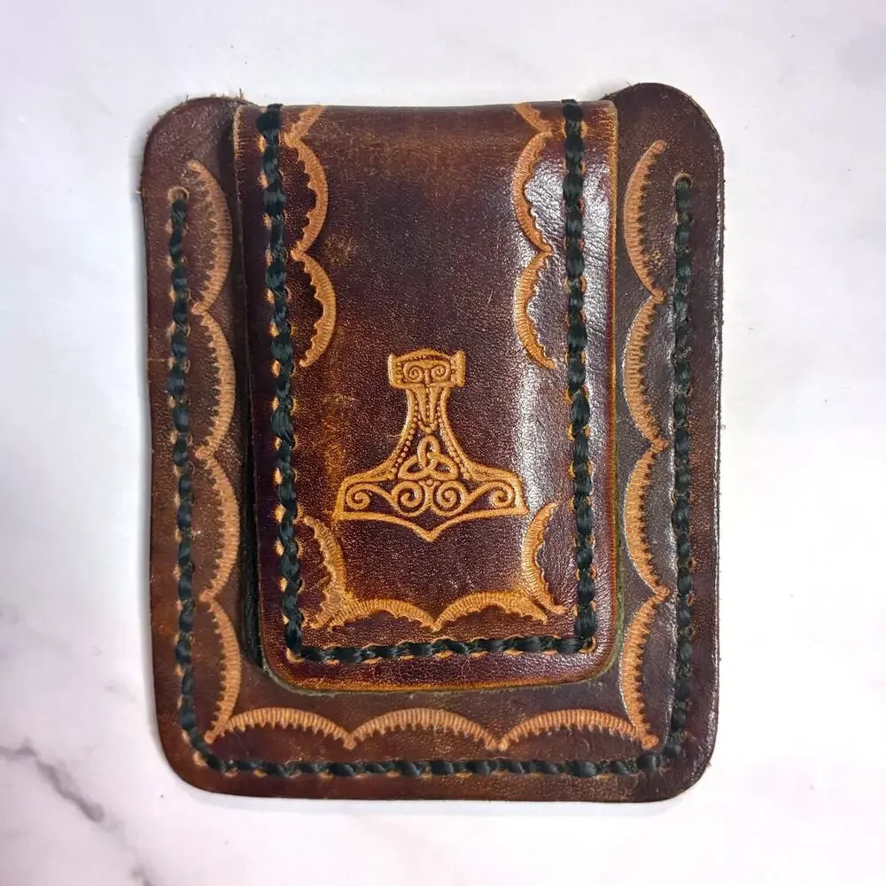 Harley-Davidson Tooled Leather Magnetic Money Clip Card Holder Belt Clip Biker